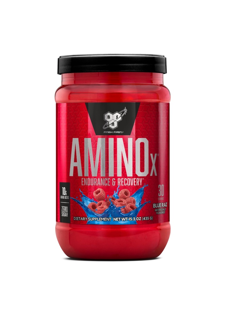 BSN Amino X Muscle Recovery & Endurance Powder with BCAAs, 10 Grams of Amino Acids, Keto Friendly, Caffeine Free, Support Endurance, Zero Sugar, Blue Raz, 30 portii (Packaging May Vary)