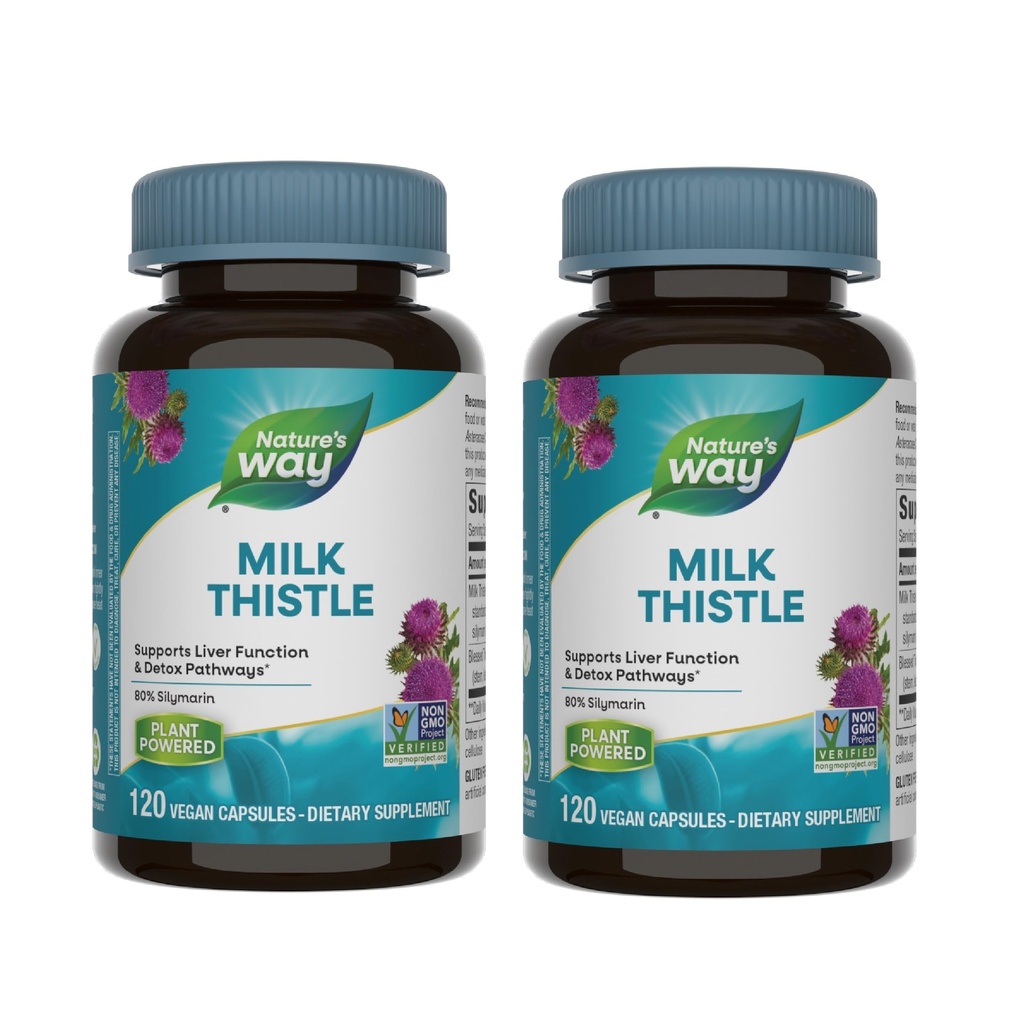 Natura's Way Milk Thistle, sprijină funcţia ficatului şi detoxifiere cale*, 175 mg Milk Thistle Seed extract Standardizat la 80% Silymarin per Serving, 120 capsule (Packaging May Vary) - 2 ambalaj