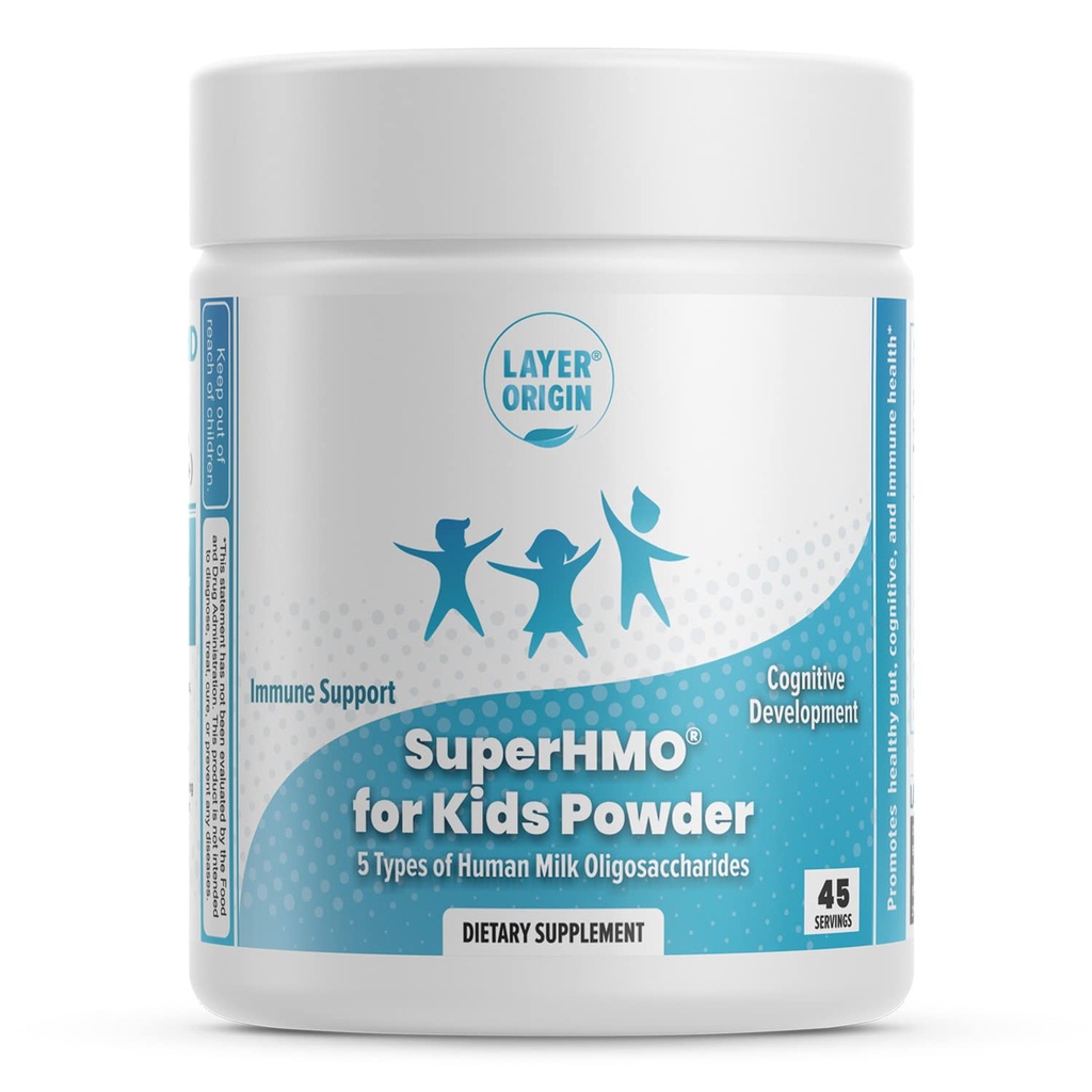 Mix prebiotic SuperHMO pentru copii - 5 HMO pentru gută, digestia și sănătatea cognitivă, pulbere, 45 Servings