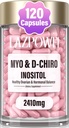 Suplimentul Inositol - Myo-Inositol și D-Chiro Inositol Plus Folat și vitamina D - Echilibru hormonal sănătos și suport ovarian sănătos pentru femei Ideal 40:1 Rație-009