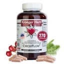 Kroeger Herb Products, Circu Flow, Hawthorn Supplement for Heart Supplement, Daily Circulation Supplement, Promovează funcția cardiovasculară cu Hawthorn Berry, Non-GMO, 270 Capsule, Made in USA