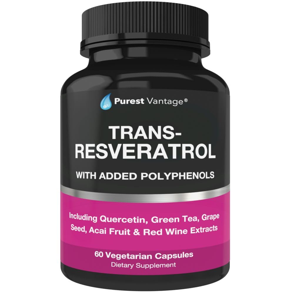 Suplimentul Resveratrol - potent 1400mg Formula cu Trans Resveratrol, Querbetin, Seminte de struguri, Ceai verde, Acai si extract de vin rosu - 60 Capsule vegetale