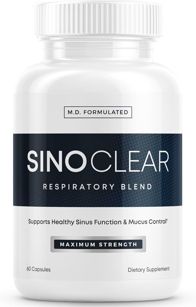 SinoClear Lung Detox & Sinus supliment de eliberare a presiunii (60 Capace): curat și naturale Nasal Decongestant, Sinus Relief, & Lung Cleanse Blend - NAC, Andrographis, & Cimbru Leaf - OMG-Free & Made in USA