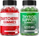 Tart Cherry (90 Gummies) Suport de nivel de acid uric pentru adulți - puternic antioxidant cu semințe de telina și suport tiroidian (90 Gummies) Ashwaganda & Bladderwack Supplement de sprijin - Vegan & Made in USA