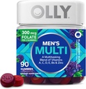 OLLY Men's Multivitamine Gummy, Vitaminele A, C, D, E, B, Zinc, Blackberry Flavor, 45 Day Supply - 90 Count