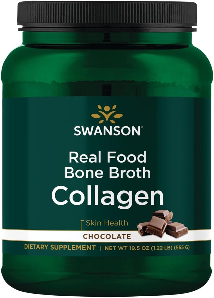 Swanson Real Food Broth Colagen - Ciocolata 19.5 oz Pwdr