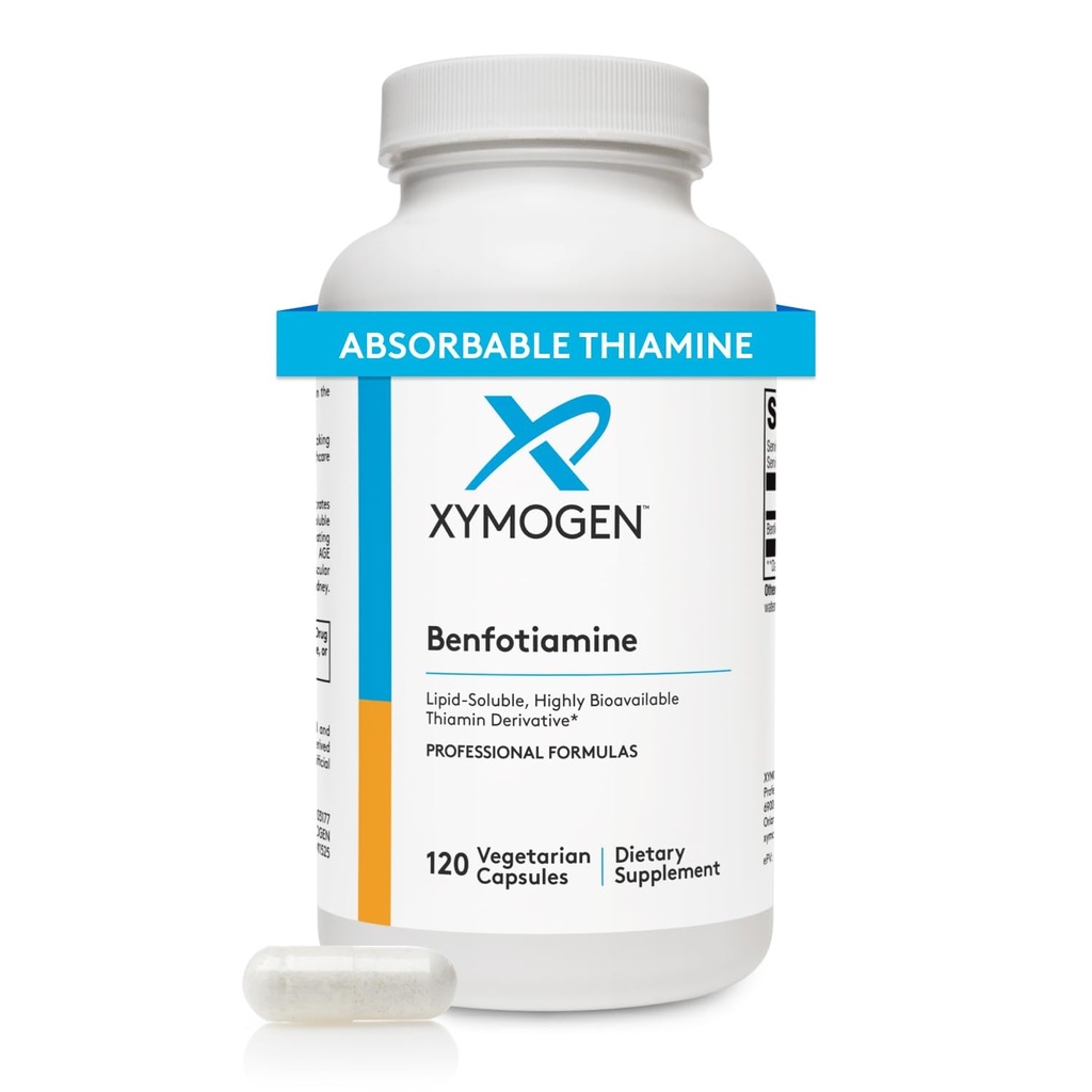 XYMOGEN Benfotiamină 300mg - Foarte biodisponibilă Tiamină B1 Supliment Derivativ pentru a sprijini Metabolic, Nervi + Vascular Health (120 capsule)