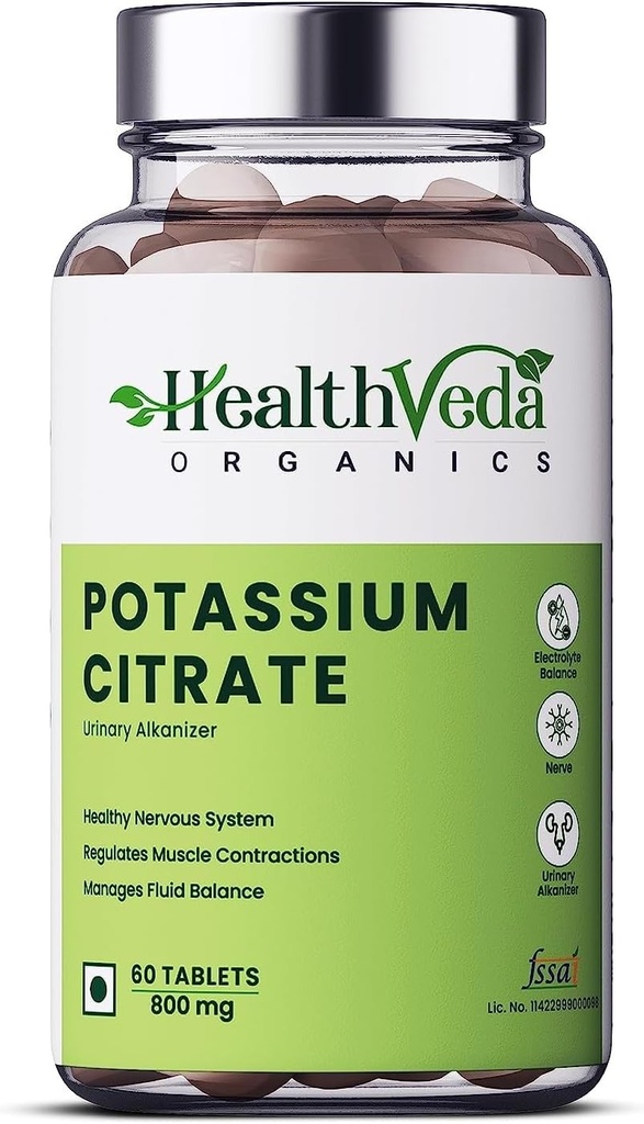 Citrat de potasiu 800mg (60 Veg comprimate) 100% Herbal fără efecte secundare cunoscute - de Exportmart