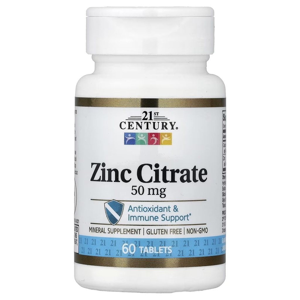21st Century HealthCare Zinc Citrate comprimate 50mg, 60 Count