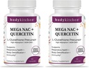 Bucătărie Mega NAC (N-Acetyl Cysteine) 600 mg cu Querbetin, sprijină sănătatea respiratorie și funcția imună și promovează dezintoxicarea hepatică și renală, Capace vegetale, (Pachet de 2)