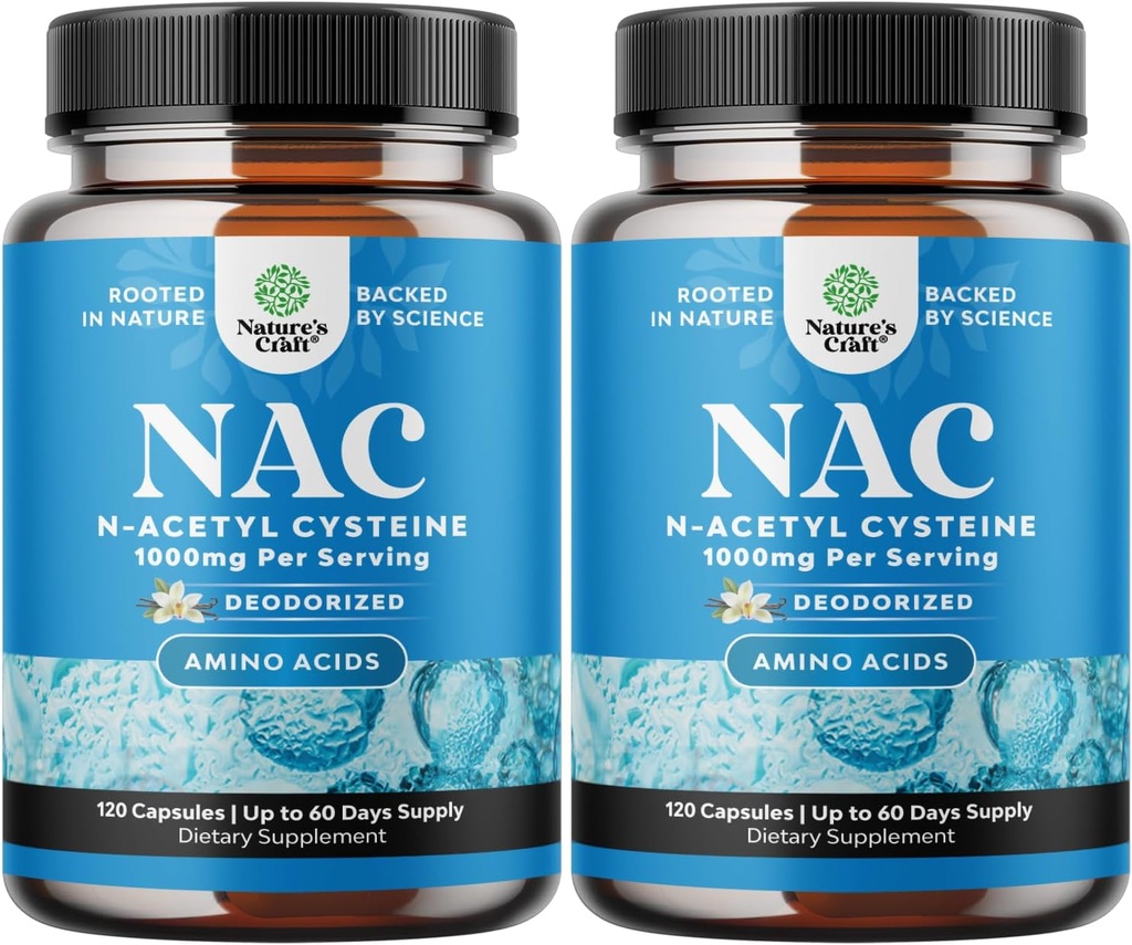 NAC Supliment N-Acetil Cysteine 1000mg - Vegan mare absorbţie NAC 1000mg capsule Glutatione Precursor pentru ficat Cleanse Detox & Reparaţii Plus Lung Health and Imunity Support (4 luni)