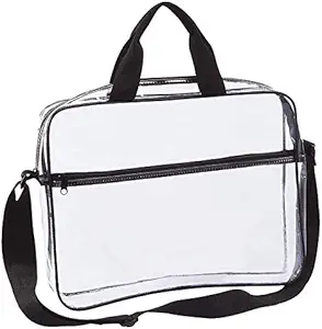 Clear Portfolio Servieta Messenger Bag cu Handles Documente de lucru Stocare Holder transparent Travel File Organizator cu Front Zipper Pouch & Pen Pocket