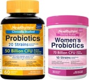 NewRhythm Gut & Feminine Health Bundle, Probiotice 50 Miliarde CFU & Probiotice pentru femei 70 Miliarde CFU, Daily Gut Health & Feminine Care, 90 Capsule Total (Pachet de 2)