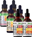 NUSAVA Vitamina B12 Picături lichide Bundle, Strawberry Arovă D3 K2, & Vanilie Arovă D3 K2 - Vitamine lichide potente pentru inimă, energie, Brain & Suport imunitar - non-GMO, Gluten-Free, 2pk Fiecare