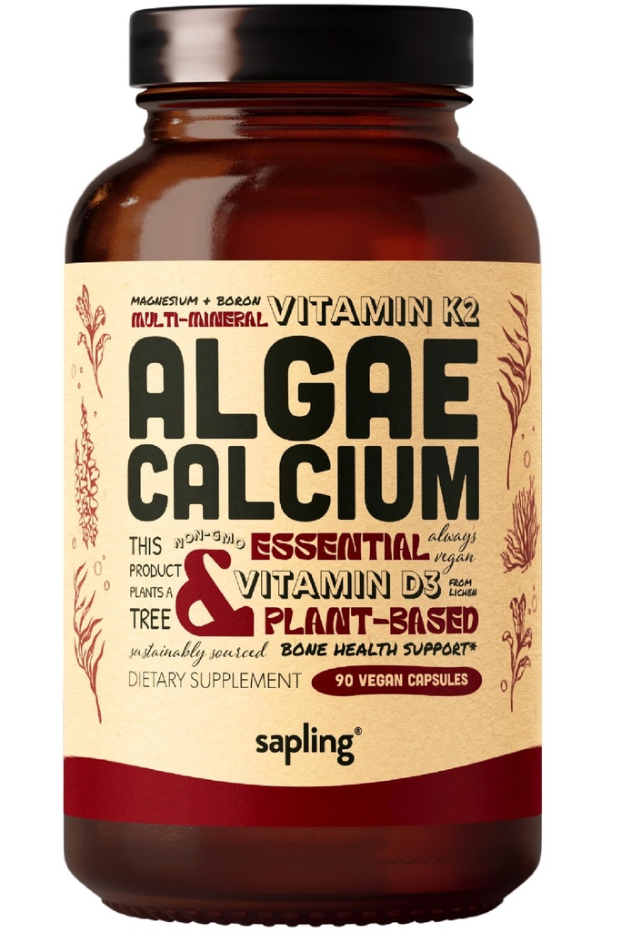 Supliment de calciu - Întreaga alimente cu vitamina K2 & D3, magneziu, zinc, Bor, Complex mineral. Sursat Sustenabil de la Red Algae. pentru rezistenta osoasa si suport. Capsule non-GMO & Vegan 90.