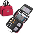 CURMIO Sticla de pastile Organizator Portable Medicine Bag, Lockable Prescription Bottle Storage pentru sticle de pilula, vitamine, Suplimente medicale pentru Home Storage and Travel, Red (Empty Medicine Bag)