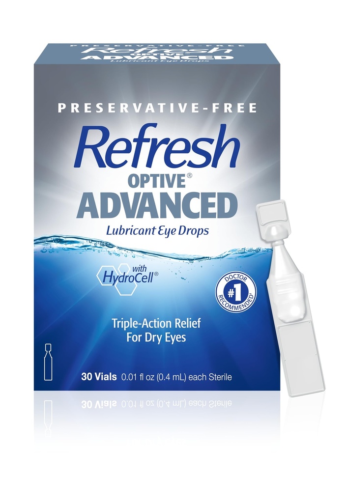 Refresh Optive Advanced Lubricant Eye Picături, Conservative-Free, 0,01 Fl Oz Containere Single-Use, 30 Conte