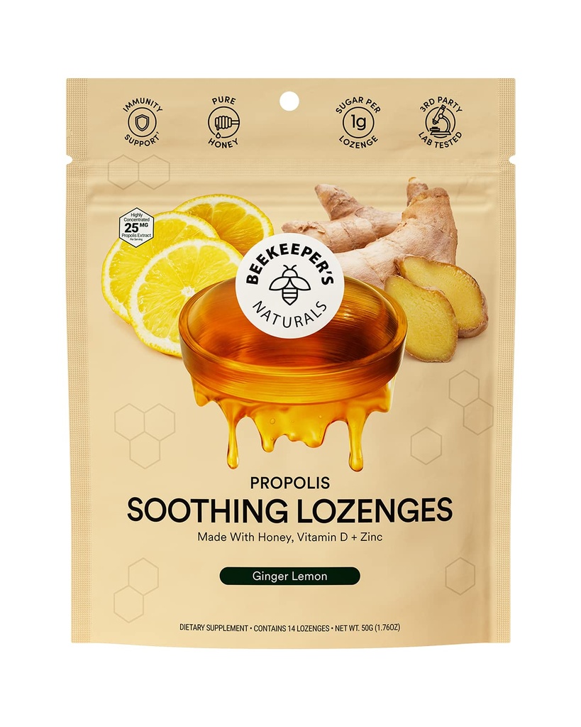 Apicultori Naturali Ginger Lemon Lozenges, 14 Ct