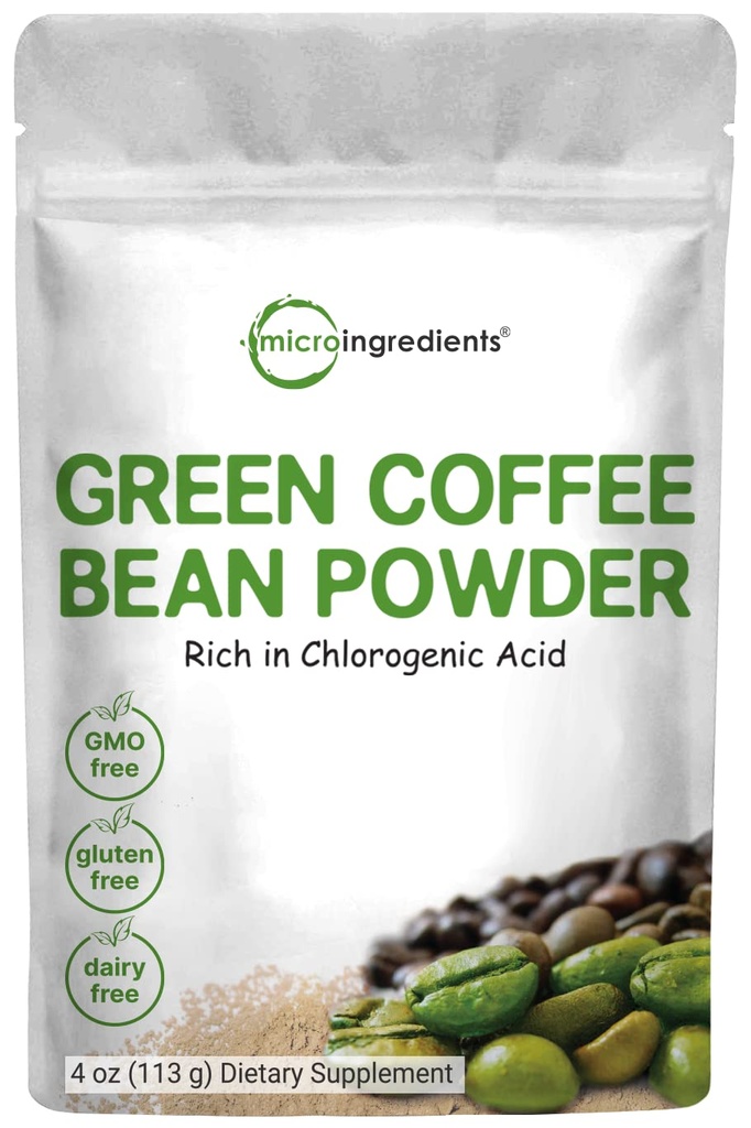 Pure de cafea verde Bean Extract, 4 Ounce, Filler gratuit cu cafeina naturala, verde de cafea Bean Fat Burn Supliment cu 50% Acid clorogenic, Suportă metabolismul și managementul greutății, Vegan prietenos