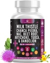 Milk Thistle NAC Chanca Piedra Beet Root Artichoke Dandelion Root- Ficat Supliment Plus Astragalus TUDCA Choline & Ginger- 60 Conte