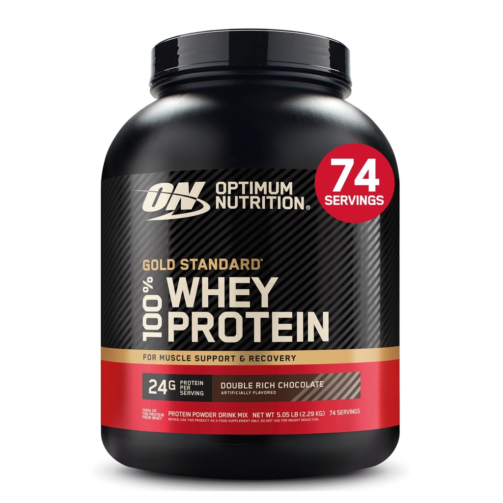 Optimum Nutrition Gold Standard 100% Whey Proteine Powder, Double Rich Chocolate, 5 Pound (Packaging May Vary)