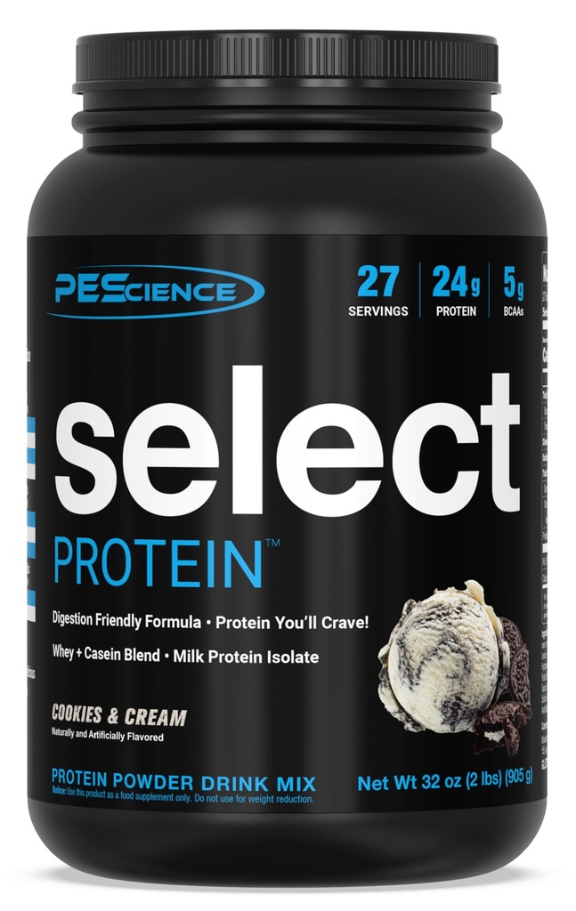 Pescience Select Pulbere de proteine, Whey și Casein Blend, Pulbere de proteine curate pentru femei și bărbați, Calorie scăzut, Carb scăzut, Keto Friendly, Gluten gratuit - cookie-uri și Cream - 27 Serviri