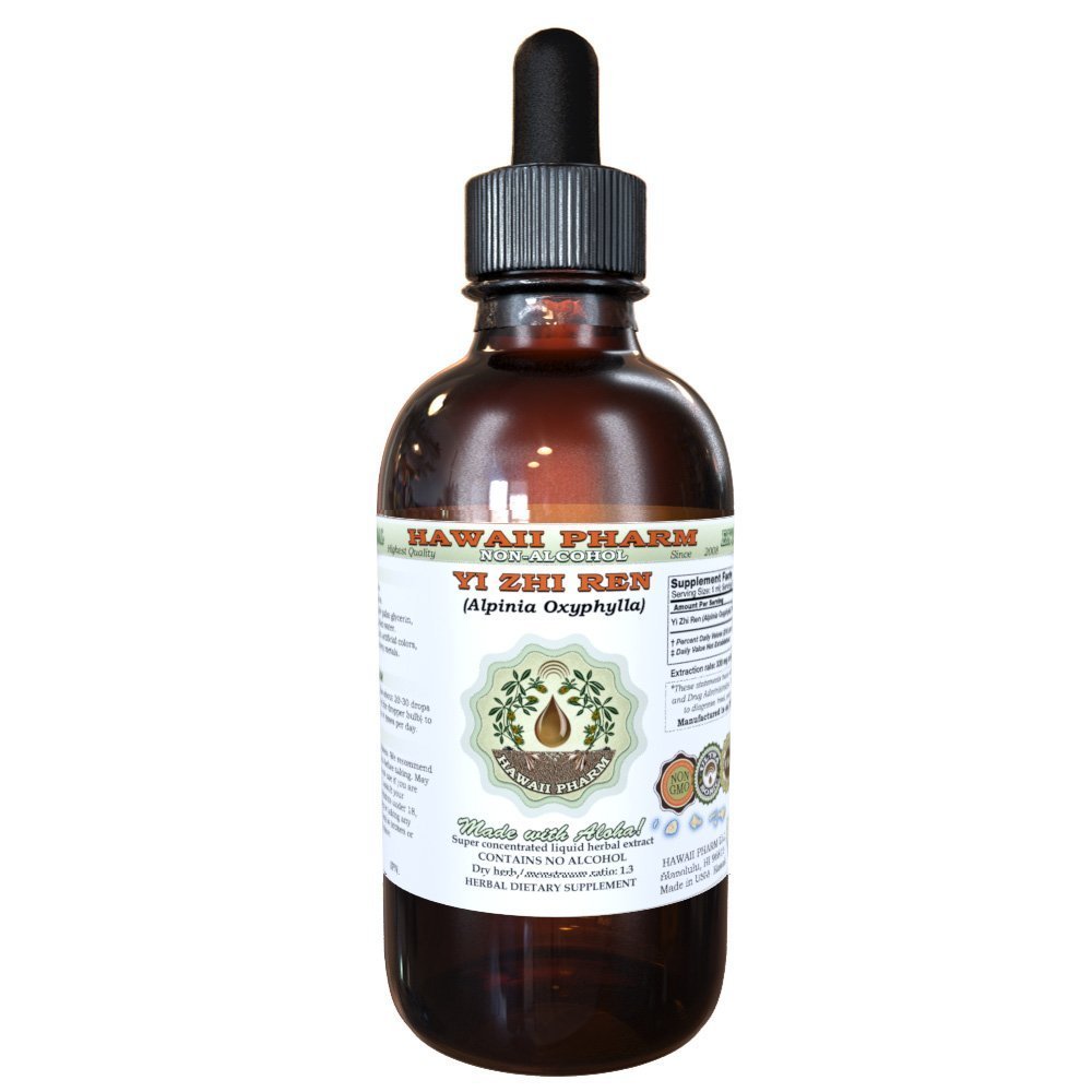 Yi Zhi Ren Extract de lichid fără alcool, Yi Zhi Ren, Sharpleaf Galangal (Alpinia Oxyphylla) Fruit Glycerite Supliment natural Herbal, Hawaii Pharm, SUA 2 fl.oz