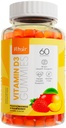 Khair Halal Vitamina D3 Gume pentru suport osos și muscular - non-GMO, Gluten & Gelatină Free, Vegetarian, Halal-Certificat, Mango natural, Peach & Strawberry Aroma - 60 Gummies