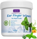 Șervețele ureche câine pentru câini și pisici, 60 Count Marime mare - Eliminați ușor ceară ureche, Debris - Sooths & Deodorizes - Limpeze mâncărime ureche și inflamație, Proaspete Coconut Parfum