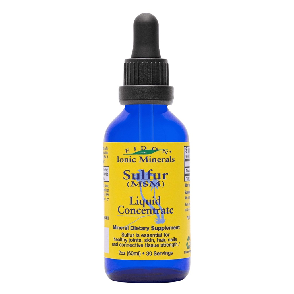 Eidon Ionic Minerale Liquid Sulf concentrat - Ionic MSM Drops Sulfur Supliment, Suportă Skin Smooth & Glossy Hair, Fără conservanți sau aditivi - 2 Oz Sticla