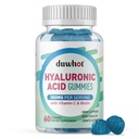 Gume de acid hialuronic, Suplimente de acid hialuronic cu vitamina C & Biotin 5000mcg pentru piele, păr, unghii de sănătate, Articulații Suplimente pentru femei și bărbați, Zahăr scăzut, Vegan, Non-GMO, 60 Conte