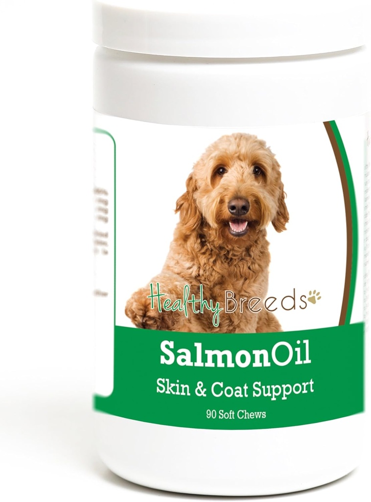 Sănătoși Breeds Goldendoodle Somon ulei moale Chews 90 Count