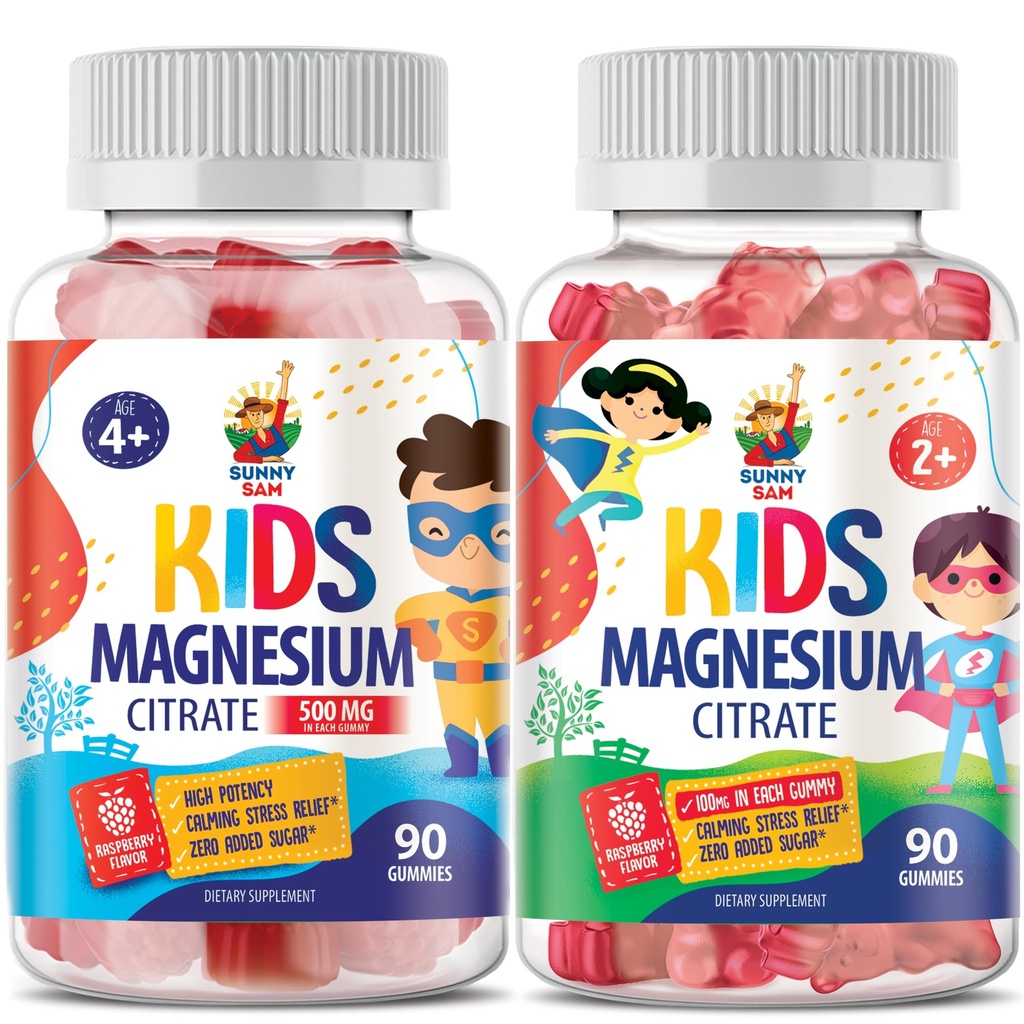 Gume Sanny SAM Magneziu pentru copii si adulti - Chews de magneziu calm - Citrat de magneziu supliment masticabil pentru Mood & suport muscular