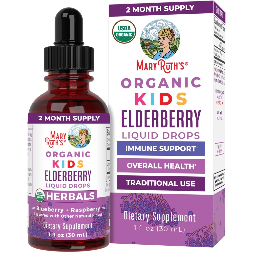 MaryRuth Organics USDA Organic Elderberry Picături lichide pentru copii 