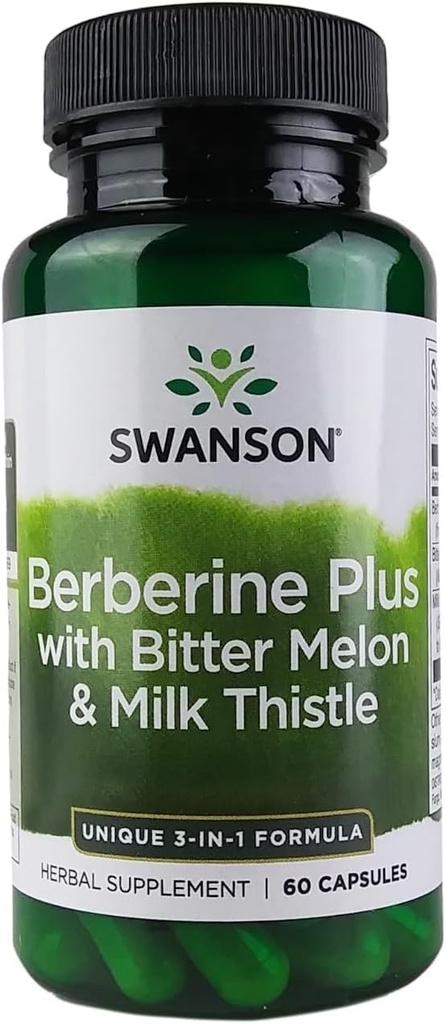 Swanson Berberine Plus cu Bitter Melon & Milk Thistle - 3-in-1 Formula 60 Caps