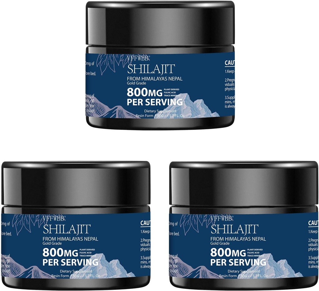 800mg Shilajit Pure Himalayan Organic Shilajit Resin-Gold Grad Shilajit pentru bărbați și femei cu 85+ Trace Minerale & Acidul pelvian-100% Suplimentul natural Shilajit pentru energie și suport imun -50 Grams