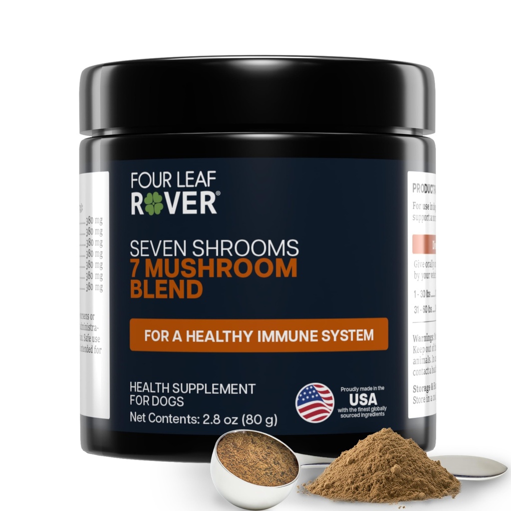 Patru Leaf Rover Seven Shrooms - Organic Mushroom Supplement for Dogs - Veterinarian Formulated Whole Mushroom Extract