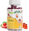 Vitamina D3 5000 UI (125 mcg) + K2 (MK-7) 100 mcg Gummie fără zahăr, căpşuni - 120 număr, Os şi Heart Health for Adulţi, Muşchi Funtion, Pectină, Tasty, Chewy, Non-GMO, Gluten-Free, Gelatină-Free