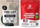 Jungle Powders Superfood Bundle: 5 oz Raw Shilajit & 5 oz Organic Raspberry Powder Combo - Men's Energy Support, Immune Boost, USDA Certified Freeze-Dryd Red Snakes for Cooking, Smoothies
