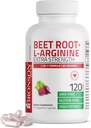 Rădăcină de sfeclă de Bronson + L-Arginină Oxid de azot - non-GMO, 120 capsule vegetariene