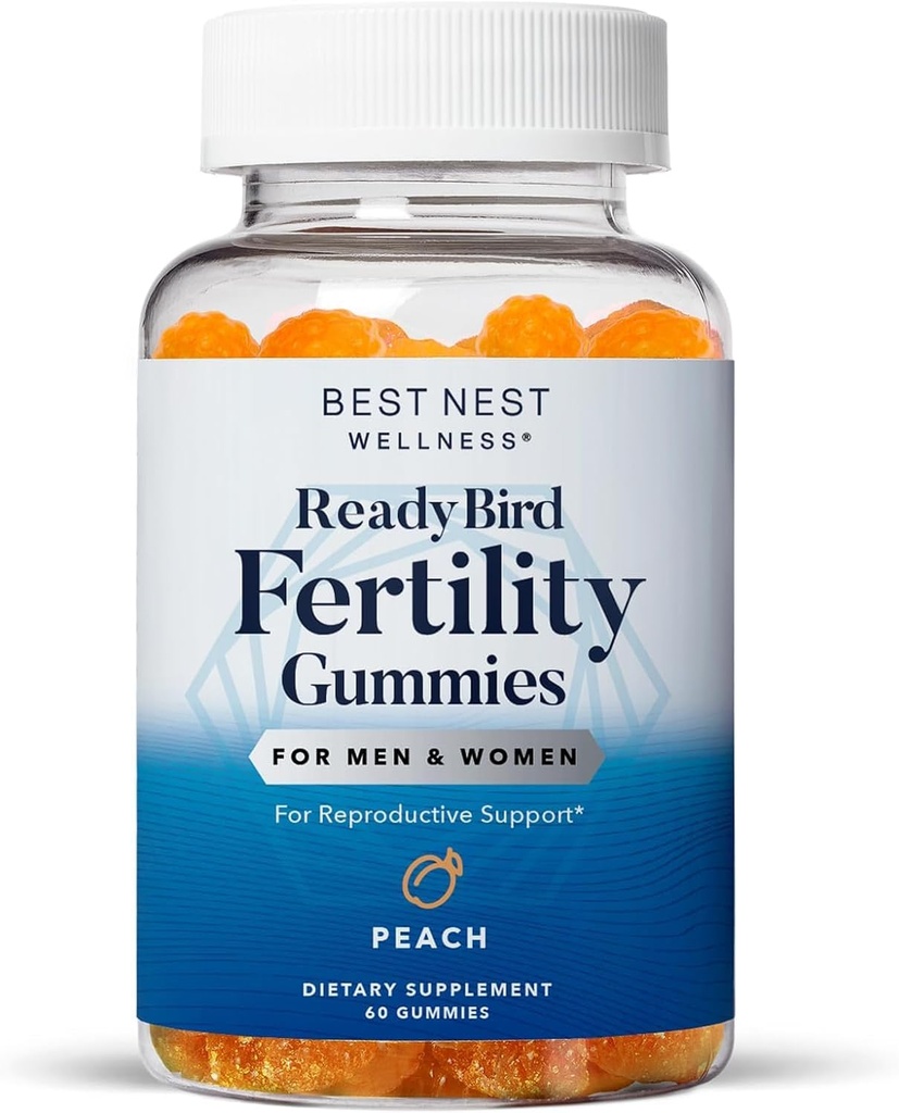 Cel mai bun Nest Wellness Fertility Gumries - Multivitamine prenatale pentru suport conceptional - Supliment nutritional cu vitamine metilate - Vibrant Health Support cu Coenzime Q10 - Peach, 60 Gume