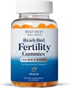 Cel mai bun Nest Wellness Fertility Gumries - Multivitamine prenatale pentru suport conceptional - Supliment nutritional cu vitamine metilate - Vibrant Health Support cu Coenzime Q10 - Peach, 60 Gume