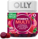OLLY Femei's Multivitamine Gummy, Vitamine A, D, C, E, Biotin, Acid folic, Vitamina Chembable Adult, Aroma Berry, 45 Day Supply - 90 Conte