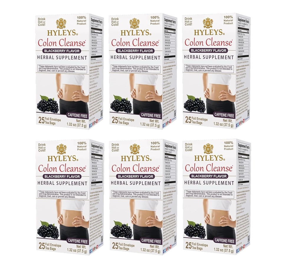 Hyleys Colon Cleanse Tea Blackberry Flavor (6 Pack - 150 Ceai Bags Total)