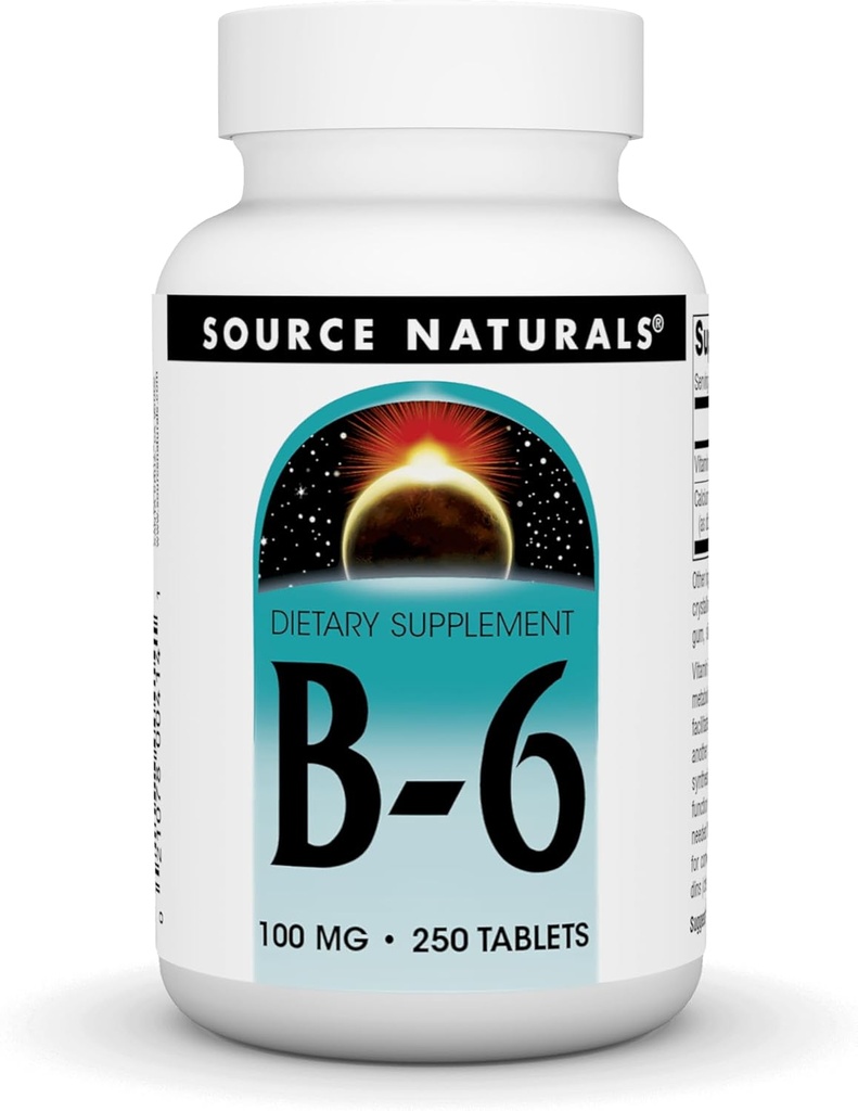 Sursa Naturals Vitamina B-6, 100 mg Sistemul imunitar suport - 250 comprimate