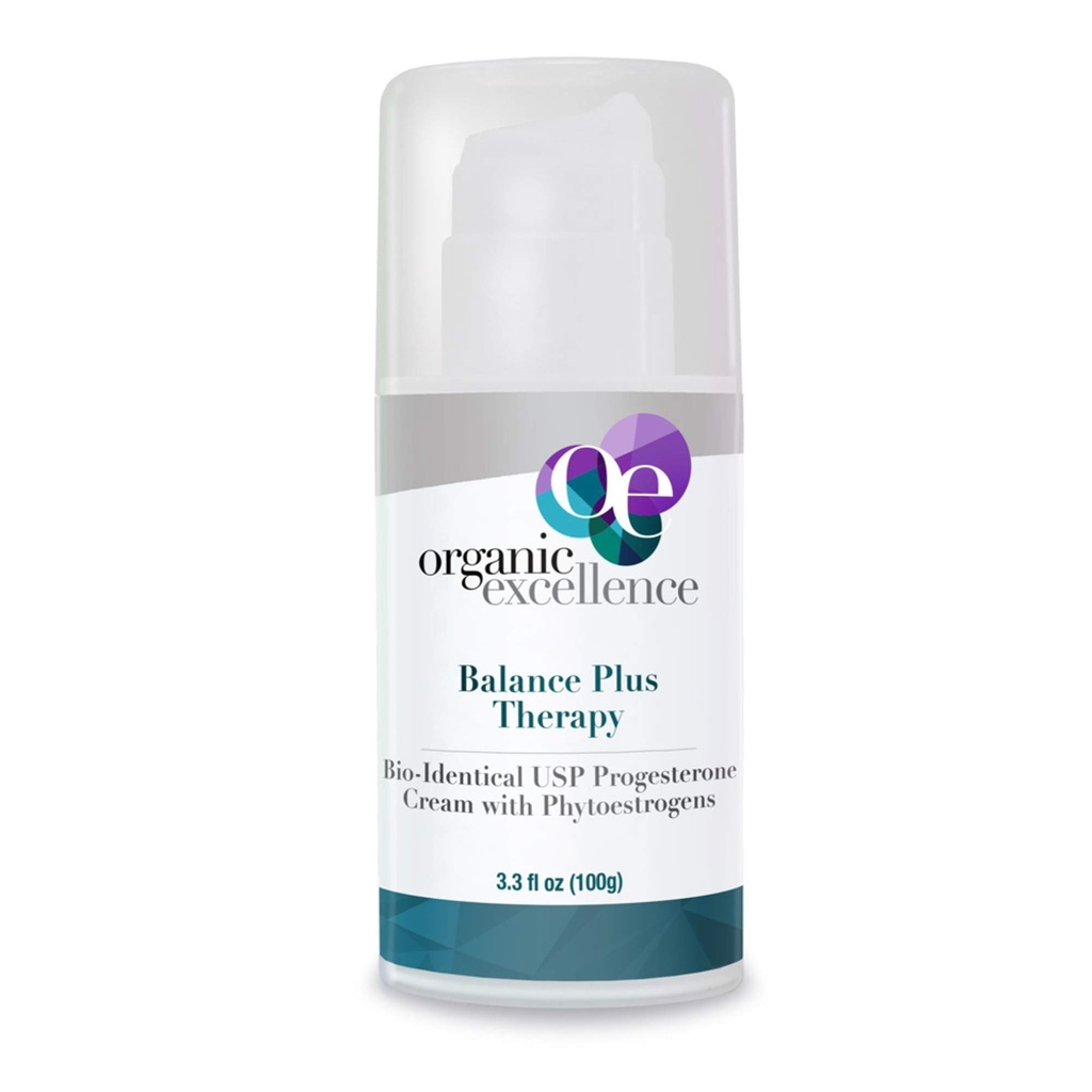 Echilibru organic de excelență Plus Terapie - USP Bioidentical Organic Progesteron Cream pentru femei - cu fitoestrogeni - pentru Menopause Relief și echilibru hormon natural, 3.3 fl oz (100g)