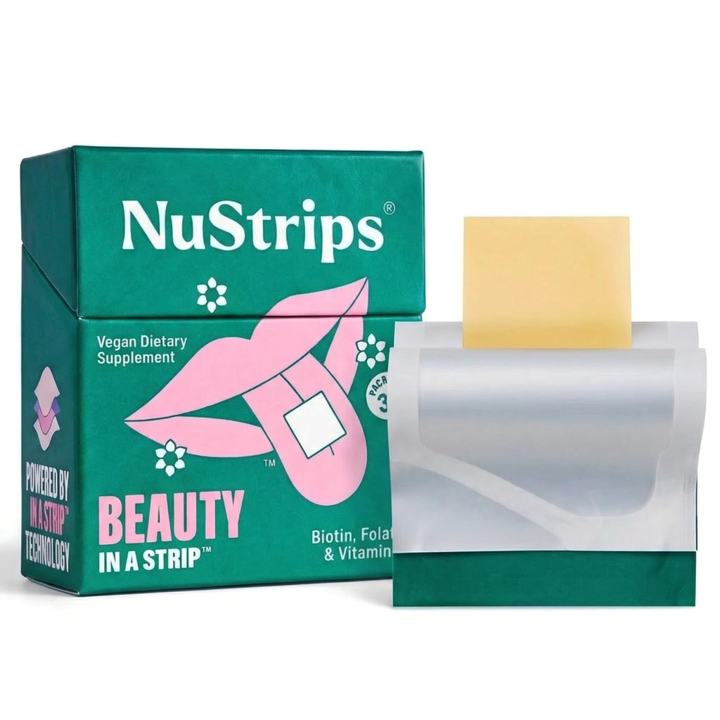NuStripsTM Fast-Dizolvarea Stripuri de frumusete cu Biotin, Folate & Vitamina E 