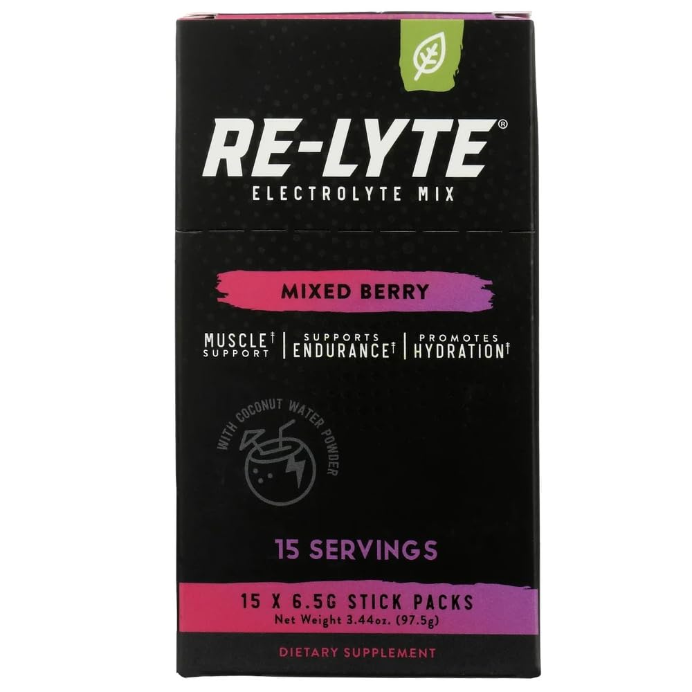 RELYTE Re-Lyte Electrolyte Drink Mix Mix Mixed Berry 15 Serviri Pachete 3.44 oz