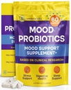 InnovixLabs Mood Probiotic pentru femei și bărbați, Studiat clinic Digestive & Mood Supplement, Lactobacillus helveticus Rosell-52ND & Bifidobacterium longum Rosell-175, 60 Capsule