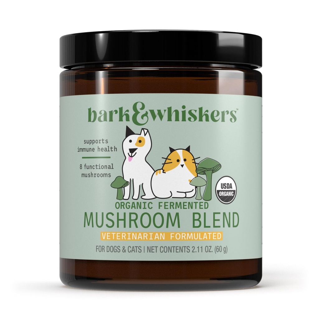 Dr. Mercola Bark & Whiskers Organic Fermented Mushroom Blend - Cat & Dog Supplement - Suporturi Digestive & Immune Health - Gratuit de aditivi, Filler & Gluten - 2.11 oz. (60 Scoops)